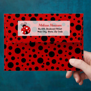 Ladybug Red Black Frame Polka Dots  Envelope
