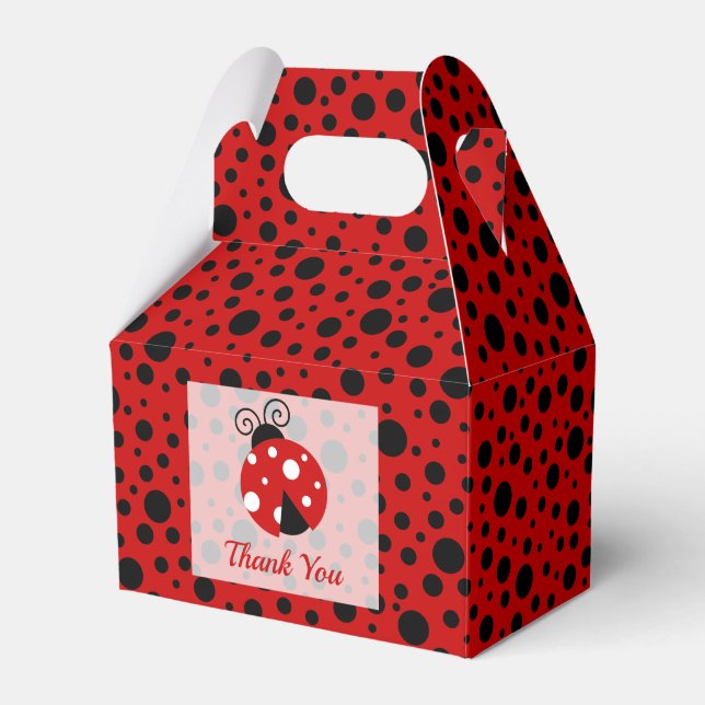 Ladybug Red Black Frame Polka Dots Kids Birthday  Favor Box (Front Side)