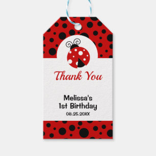 Ladybug Red Black Polka Dots Kids Birthday  Gift Tags