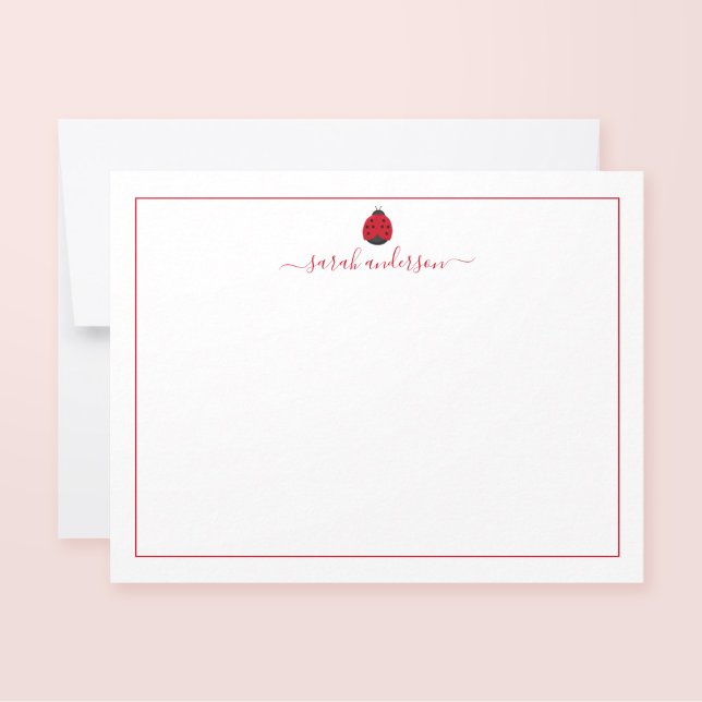 Ladybug Red Border Personalized Card (Creator Uploaded)