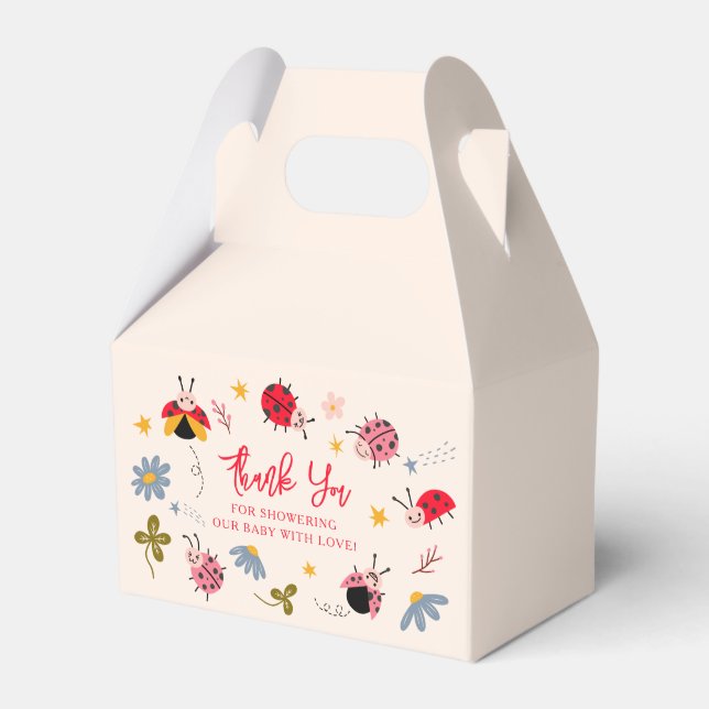 Ladybug Red Bug Baby Shower Favor Box (Front Side)