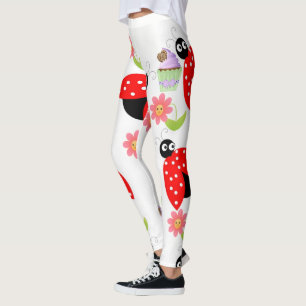 Ladybug Red Cupcake Floral Leggings 
