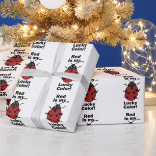 Ladybug Red Is My Lucky Color Funny Insect Wrapping Paper