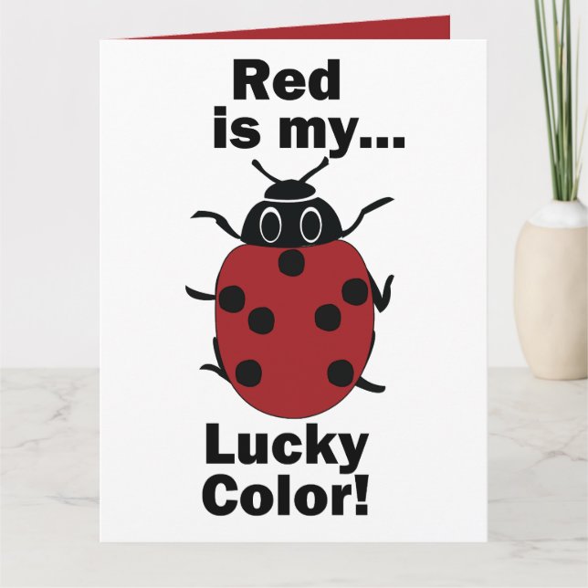 Ladybug Red Is My Lucky Colour Funny Insect Card (Front)