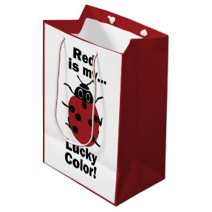Ladybug Red Is My Lucky Colour Funny Insect Medium Gift Bag