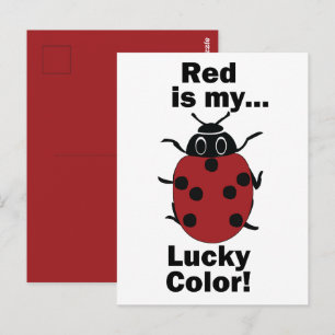 Ladybug Red Is My Lucky Colour Funny Insect Postcard