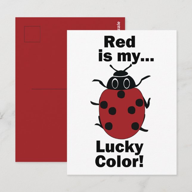 Ladybug Red Is My Lucky Colour Funny Insect Postcard (Front/Back)