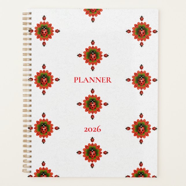 Ladybug Red White and Green 2026 Planner (Front)