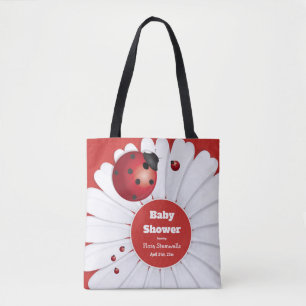 Ladybug Red White Black Baby Shower Tote