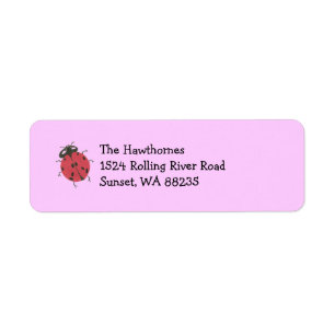 Ladybug return address label -- pink