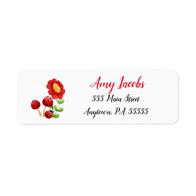 Ladybug Return address labels, Baby shower (Front)