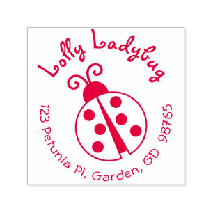 Ladybug Return Address Stamp Round Self Inking