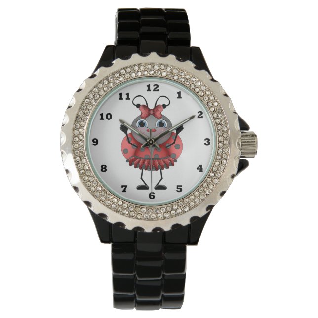 Ladybug Rhinestone femmes montre au poignet (devant)