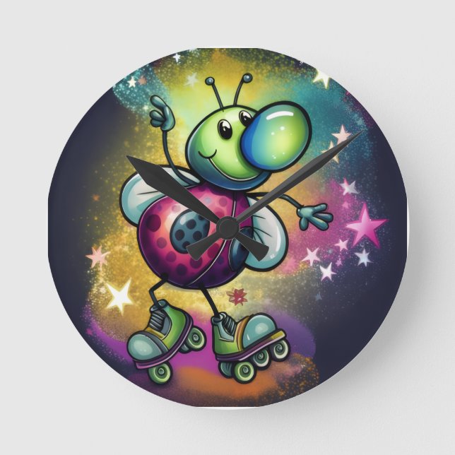 Ladybug Roller Disco Wall Clock (Front)