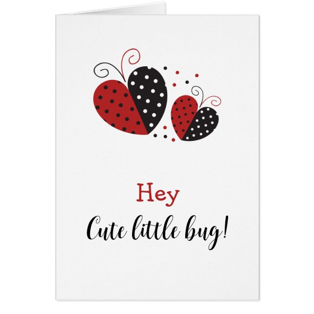 Ladybug rouge et noir mignon coeur Anniversaire (Devant)