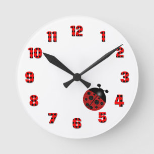 Ladybug Round Clock