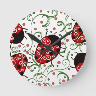 Ladybug Round Clock