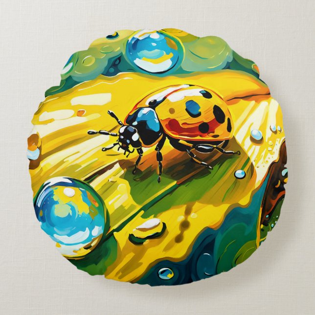 Ladybug Round Pillow (Front)