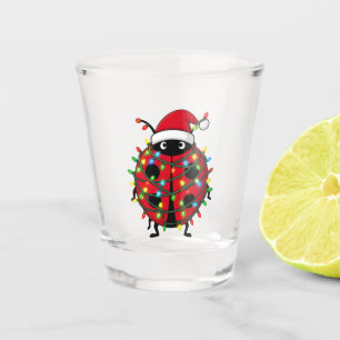 Ladybug Santa Hat Holiday Insect Christmas Shot Glass