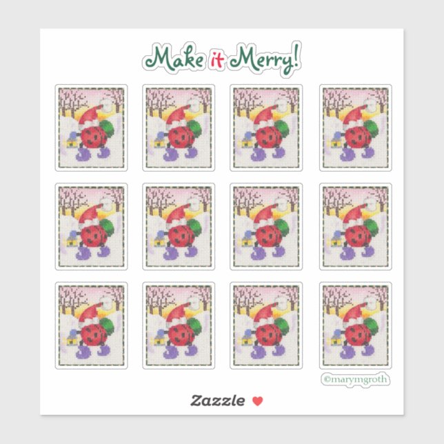 Ladybug Santa Stickers (Feuille)