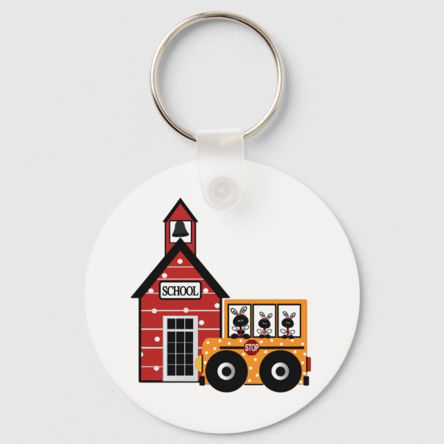 Ladybug School and School Bus Tshirts and Gifts Keychain (Front)