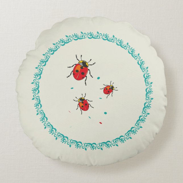 LadyBug Serie - Coussin rond (Devant)
