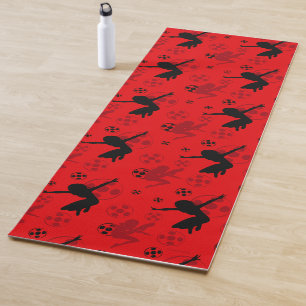 Ladybug Silhouette Red Pattern Yoga Mat