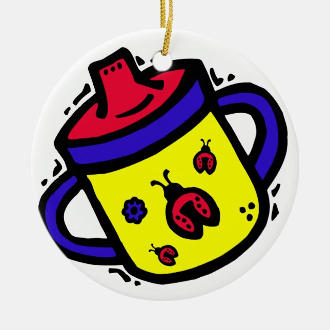 ladybug sippy cup ceramic ornament (Front)