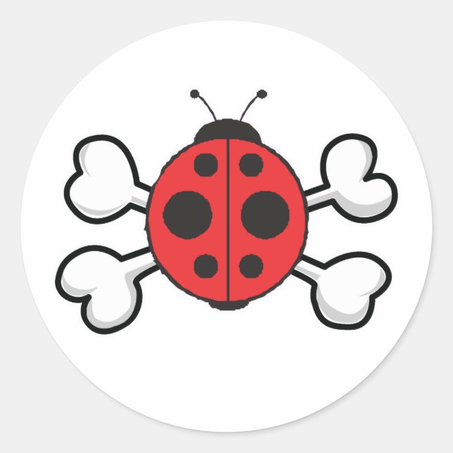 ladybug Skull and Crossbones Classic Round Sticker (Front)