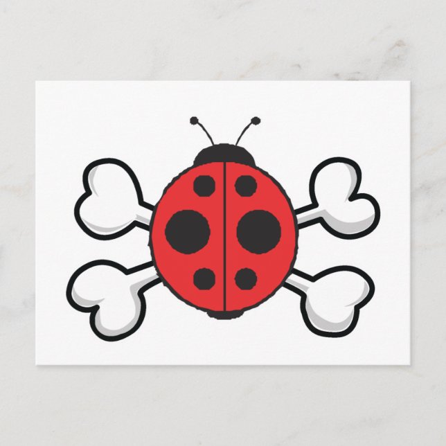ladybug Skull and Crossbones Postcard (Front)