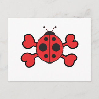 ladybug Skull red Crossbones Postcard