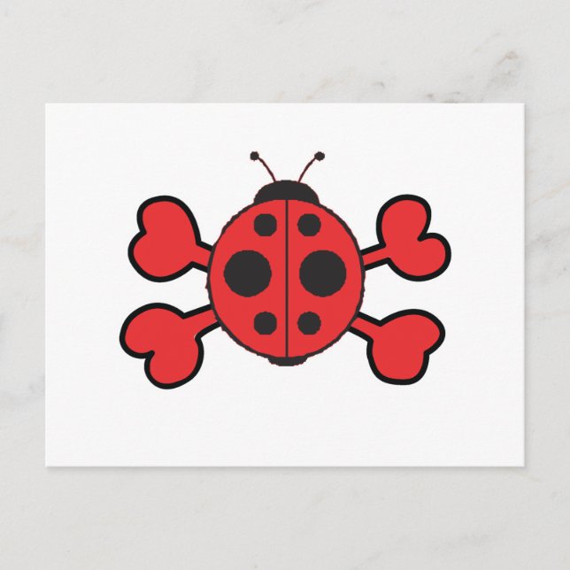 ladybug Skull red Crossbones Postcard (Front)