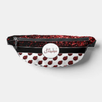 Ladybug sparkles red pattern white custom Monogram
