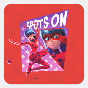 Ladybug   Spots On Purple Graphic Square Sticker