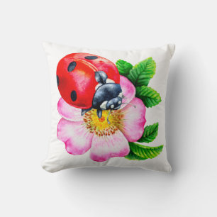 Ladybug Spring Summer Farmhouse Decor  Throw Pillow
