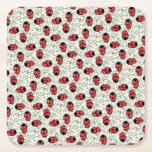 Ladybug Square Paper Coaster