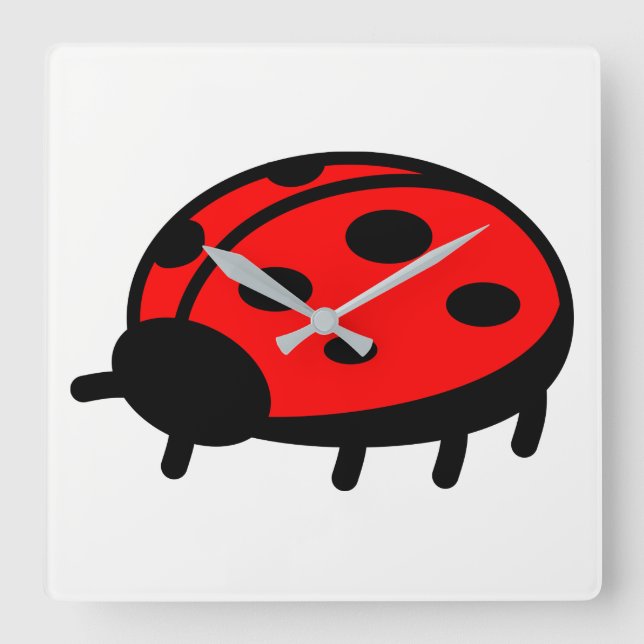 Ladybug Square Wall Clock (Front)