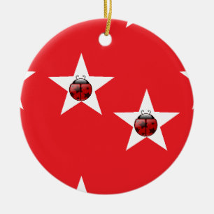Ladybug stars ceramic ornament