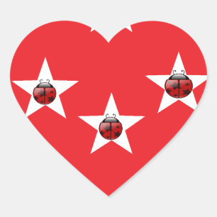 Ladybug stars heart sticker