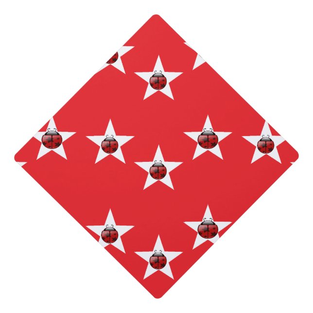 Ladybug stars on red graduation cap topper (Front)