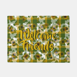 Ladybug-Sunflowers-Plaid- Doormat