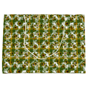 Ladybug-Sunflowers-Plaid- Large Gift Bag