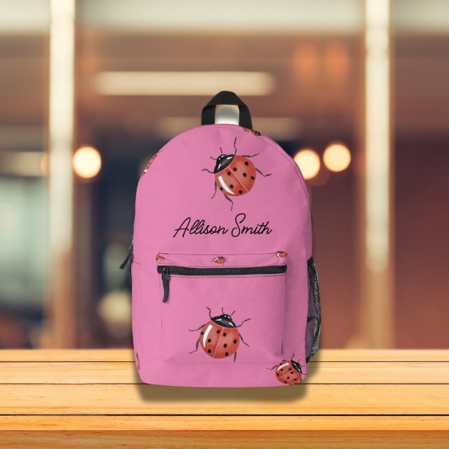 Ladybug sur sac à dos rose personnalisé imprimé (Créateur téléchargé)