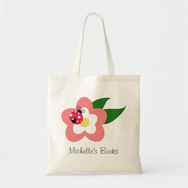 Ladybug sur un sac d'école de nom personnalisé de  (Devant)
