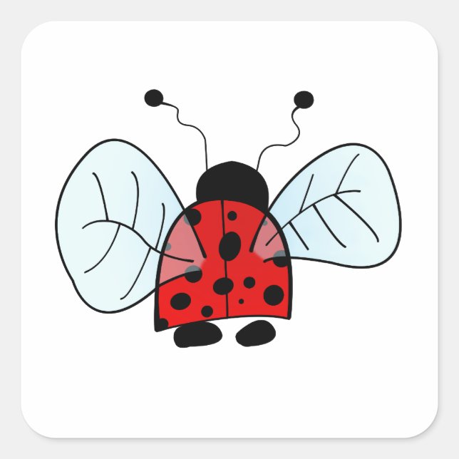 Ladybug Table Lamp Square Sticker (Front)