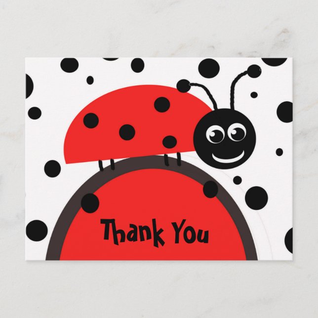 Ladybug Thank You Postcard (Front)