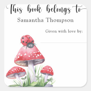 Ladybug - this book belongs to square sticker
