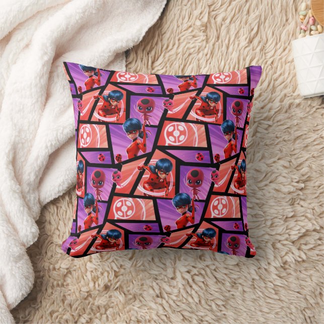 Ladybug & Tikki Pattern Throw Pillow (Blanket)