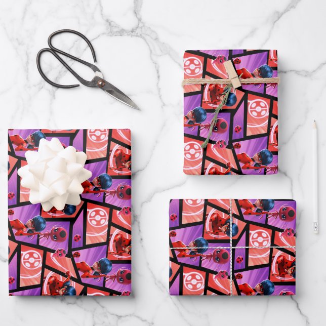 Ladybug & Tikki Pattern Wrapping Paper Sheet (Front)