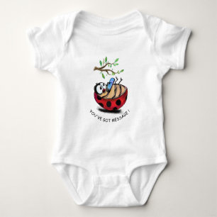 Ladybug Typing Message on Phone - Add Your Text  Baby Bodysuit